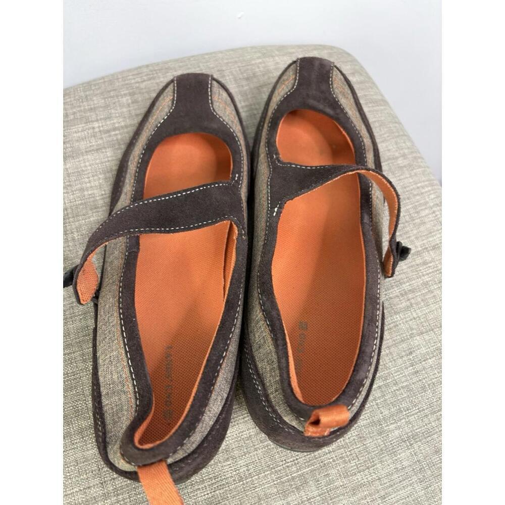 Lands End Shoes Womens Size 9.5 Mary Jane Comfort Brown Suede Canvas Loafer - Picture 7 of 11
